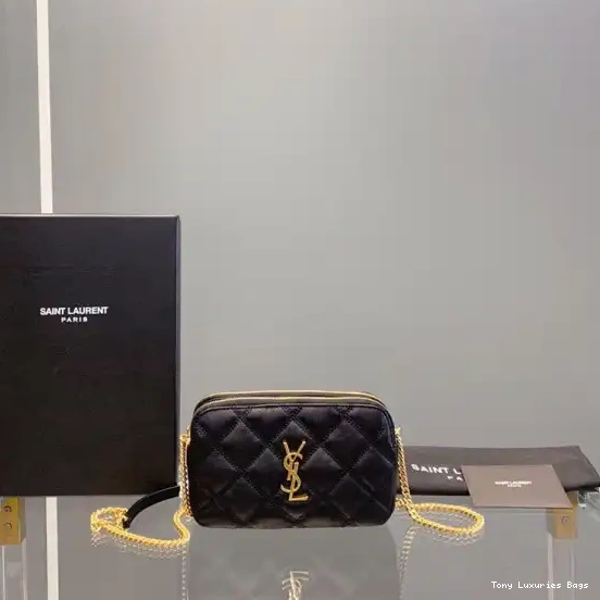 Tony Luxuries BECKY DOUBLE-ZIP LAMBSKIN IN QUILTED YSL POUCH 0611